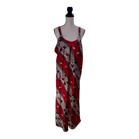 Women’s 2XL Satin Satin Maxi Dress Red Multicolore - Picture 2 of 3